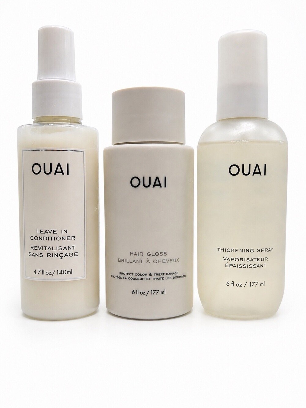 OUAI Hair Care 3pc Bundle Leave In Conditioner Hair Gloss Thickening Spray